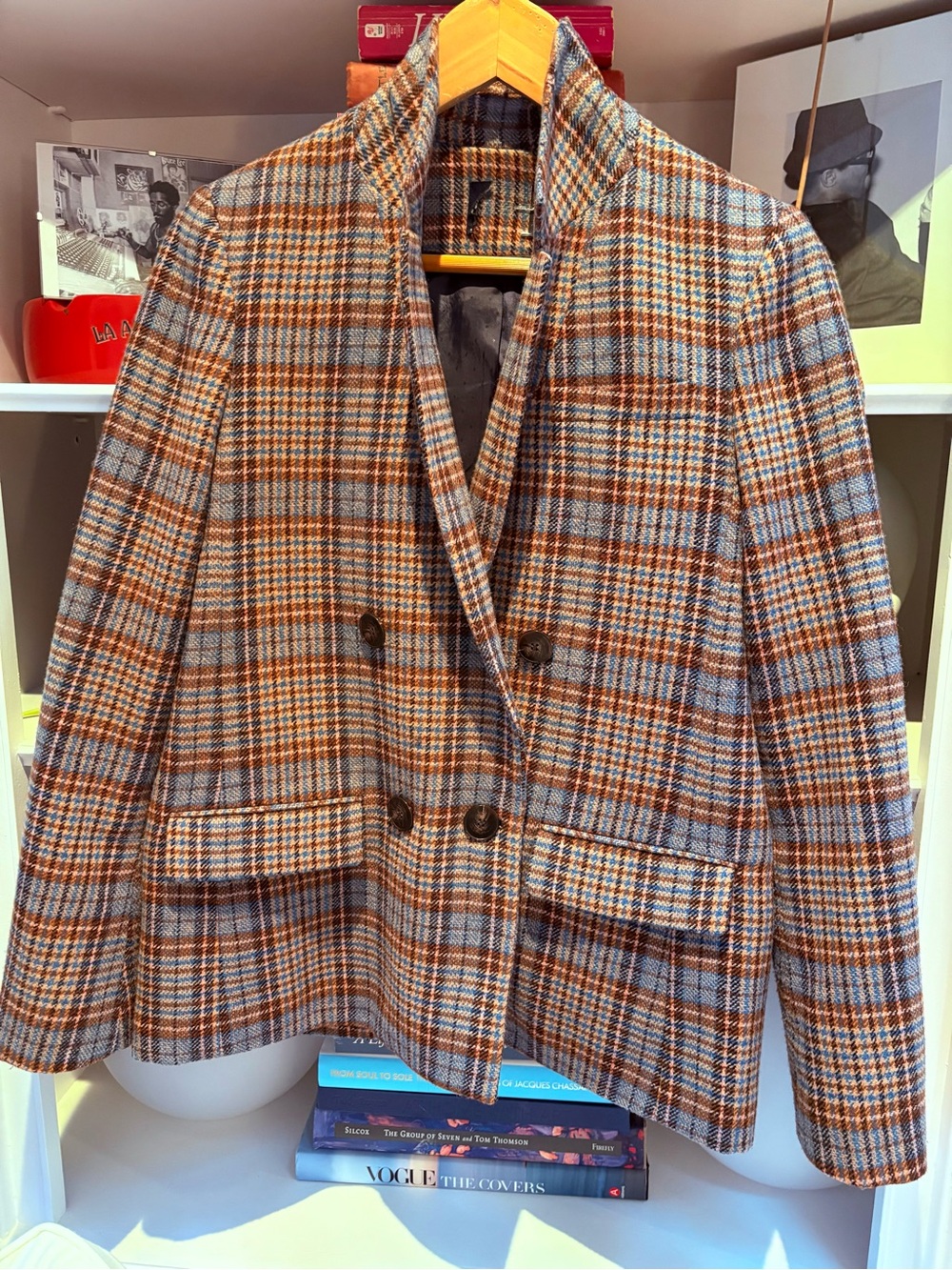 Memor Vintage Blue Tweed Jacket with Pink Flecks
